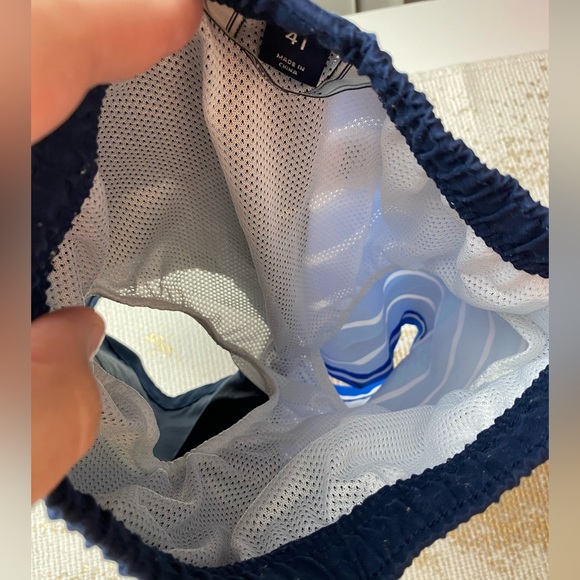 LANDS END Boys Navy Shark Swim Trunks | Size 4T - Picture 5 of 5